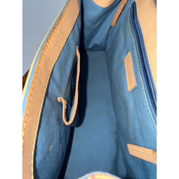 Dooney & Bourke Vintage Multicolor Logo Canvas Leather Satchel 11x5x8 Handbag - Picture 7 of 12